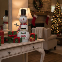 Snowman Mailbox Upright Christmas Mailbox Decor Holiday Decoration Indoor for Entryway, Tabletop