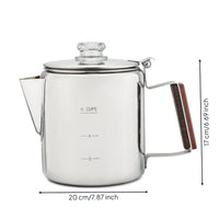 Coffee Pot with Wood-Look Handle Portable Stainless Steel Coffee Pot No Electricity for Camping