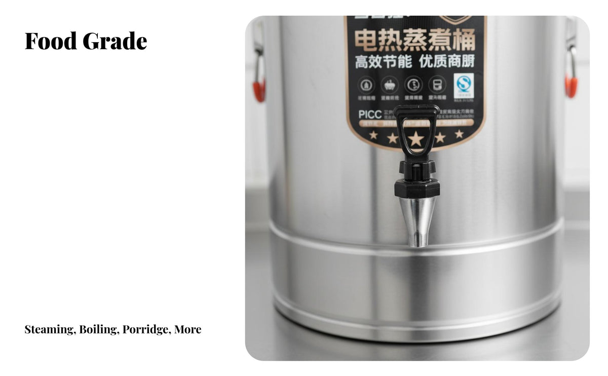 Multi-Functional Commercial Electric Cooking Pot Adjustable Temperature Control Large Capacity Soup Kettle Auto Shut-Deactivated Dry-Overheat Protection Countertop Water Boiler and Warmer High Power for Caterers, Restaurant Employees, Cafeteria, Hotel
