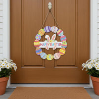 Wooden Easter Door Sign Pastel Colors Wooden Easter Door Hanger Cute Design