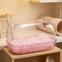 Transparent Hamster Sand Bath with Swinging Door, Large Acrylic Hamster Bath for Chinchillas, 29x18cm Sand-resistant Small Animal Bathtub Container