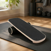 Wooden Balance Board Textured Top Roller Balance Board Non Slip Surface Exercise Equipment for Mindful Stretching