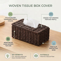 Tissue Box for Bedroom Decor and Farmhouse Decor, Rectangular Tissue Holder and Paper Holder, Rustic Handmade Woven Design with Tight Braid