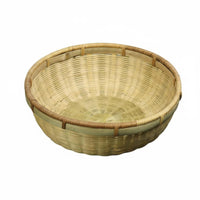 Handmade Round Woven Sieve Draining Design Round Fruit Bowl Multi-Purpose Kitchen Basket Rustic design for Home Cooks, Decor lovers, Party Hosts, Food Preparation, Countertop, Dining Table, Living Room