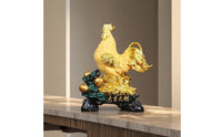 Cockerel Sculpture with Base Ornate Cockerel Figurine Gold-Toned for Homeowners