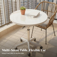 Round Rim Design Adjustable Height Side Table Space-Saving Height Adjustable Bedside Table Multi-Purpose Mobile Laptop Desk Stable & Sturdy for Apartment Dwellers, off-Site Workers, Balcony, Small Areas, Living Room, Home Office