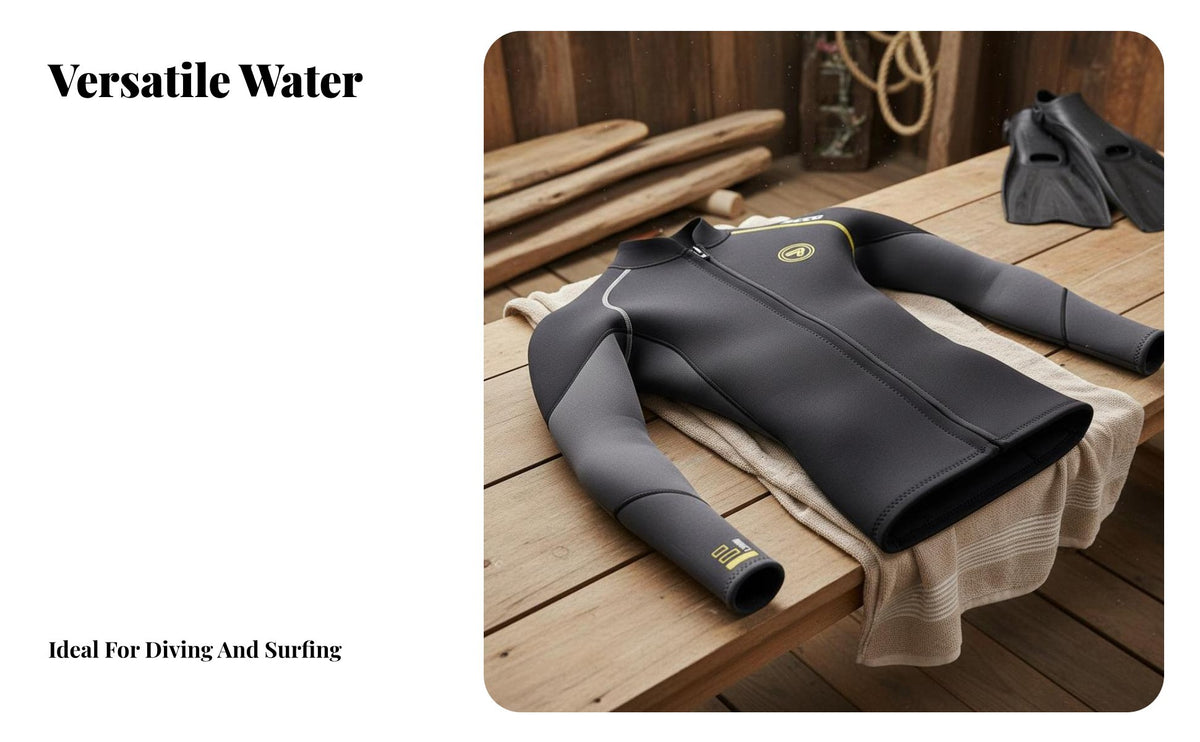 Split Wetsuit Top Keep Warm 1.5mm Diving Top Flexible Long Sleeve Wetsuit Jacket for Snorkelers, Surfers