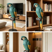 Tropical Parrot Figurine with Stand Lifelike Parrot Figurine Realistic Bird Ornament Outdoor for Courtyard