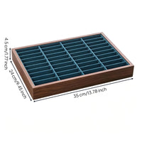 Walnut Finish 40-Slot Bracelet Tray Wood-Look Bracelet Organizer Tray Metal Loop Supports