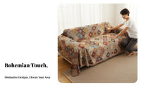 Ethnic Pattern Bohemian Tassel Throw Tasseled Edges Patterned Tassel Throw Year-Round Use Couch Cover Multipurpose for Pet Owners, Interior Design Enthusiasts, Homeowners, On the Sofa, Living Room, Bedroom, Study