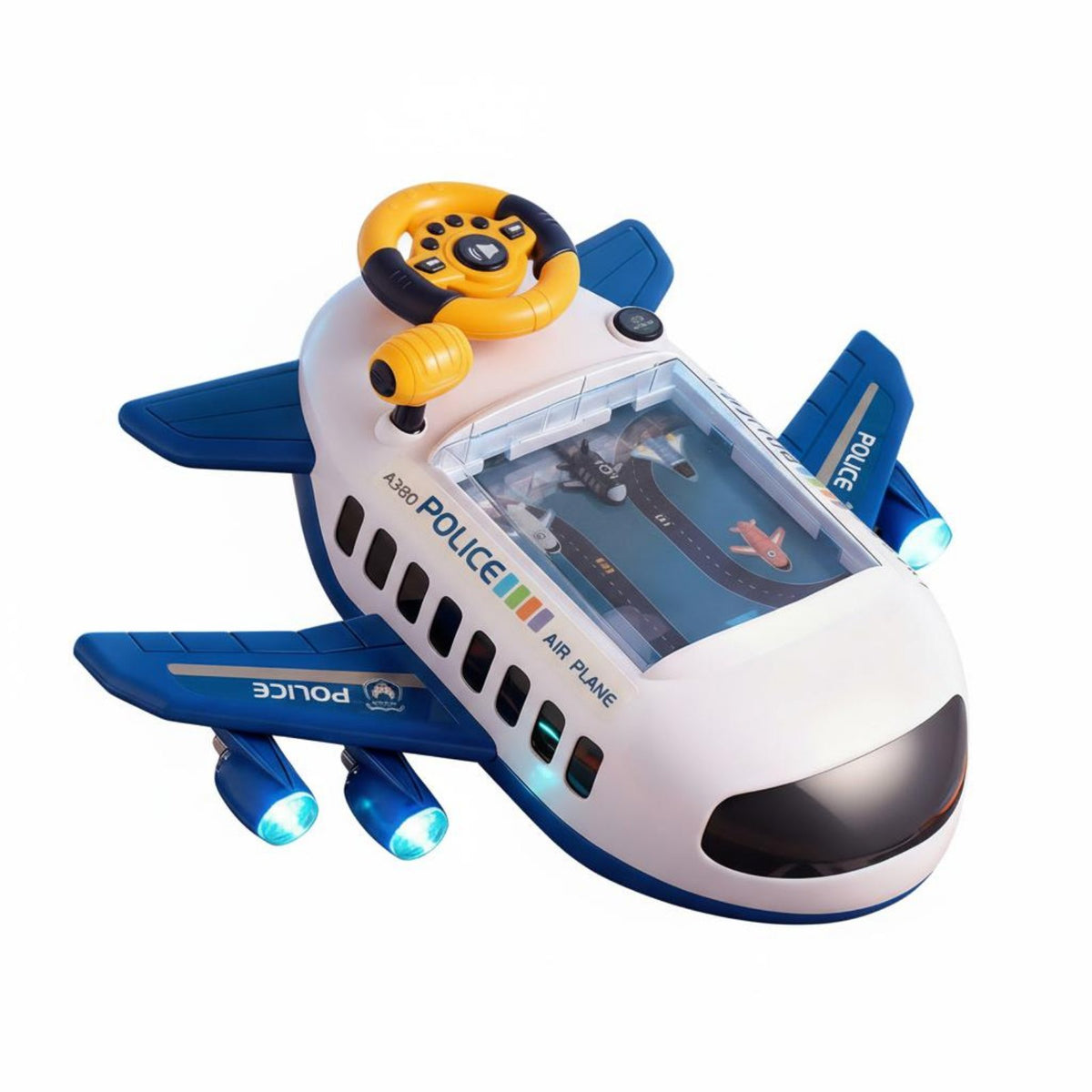 Educational Kids Car Adventure Game Lights and Sounds Airplane Driving Simulator Toy Hand-Eye Coordination Training for Boys, Preschoolers