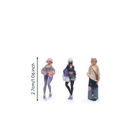 3 Pieces 1:64 Girl Figurines Scene Decoration Mini Resin Doll Set Realistic Design Miniature Decor for Display