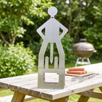 Frankfurter Rack with Upright Figure Design Stainless Steel Hot Dog Holder with Person-Shaped Design Novelty Frankfurter Rack for Barbecue, Camping