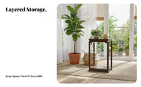 Compact Size Two-Tier Pedestal Table Multi-Purpose Plant Stand Easy Assembly Indoor Furnishing Strong Load-Bearing for Interior Design Enthusiasts, Apartment Dwellers, Aquarium Hobbyists, Living Room, Small Areas, Bedroom, Entryway