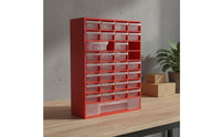 33 Pieces Parts Organizer PP Material Multi-Drawer Storage Bin Adjustable Dividers Wall Mount Tool Cabinet for Mechanics