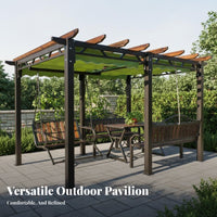 Anti Wood Pavilion Courtyard Canopy Waterproof Patio Pavilion for Villa Owners, Homeowners, Balcony, Rooftop, Backyard