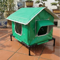 Moisture-Proof Waterproof Dog Kennel Sturdy Oxford Textile Elevated Pet House Stable Iron Frame All-Weather Pet Sanctuary Breathable Mesh Window for Backyard, Balcony