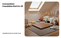 Lowheight woven-mat Bed Japanese design Low height Slatted Bed Frame Minimalist Design Bedroom Furniture for Children, Adults, elevated sleeping area, Attic, Guest Room