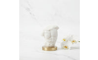 Torso Sculpture Abstract Human Torso Statue Stone-Like Sculpture with Gold Base for Interior Designers