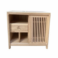 Hardwood Wood Construction Electric Tea Brewing Cabinet Minimalist aesthetic Storage Furniture Space-Saving Design Integrated Water Boiler for Homeowners, Office Workers, Living Room, Reception Area