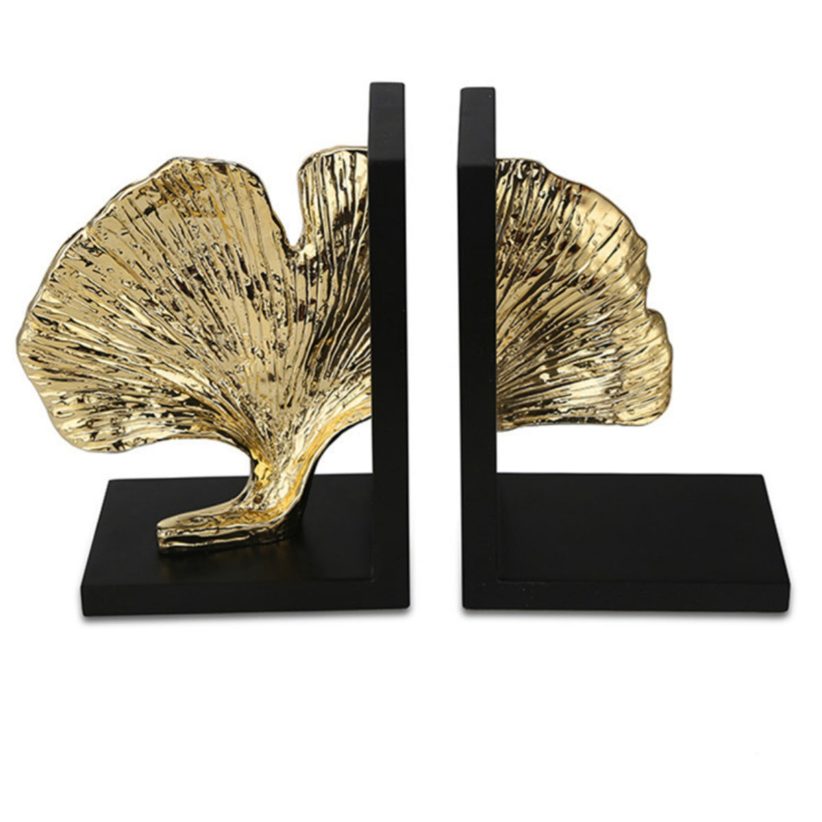Ginkgo Leaf Bookends Textured Resin Bookends Stable Book Holders for Bookshelf, Living Room