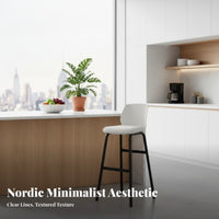 Nordic Design Bar Chair with Back Support Modern Minimalist Counter Stool Built-in Footrest Household Furniture Comfortable Seat for Adults, Homeowners, Business Owners, Kitchen, Restaurant, Reception Area, Dining Room