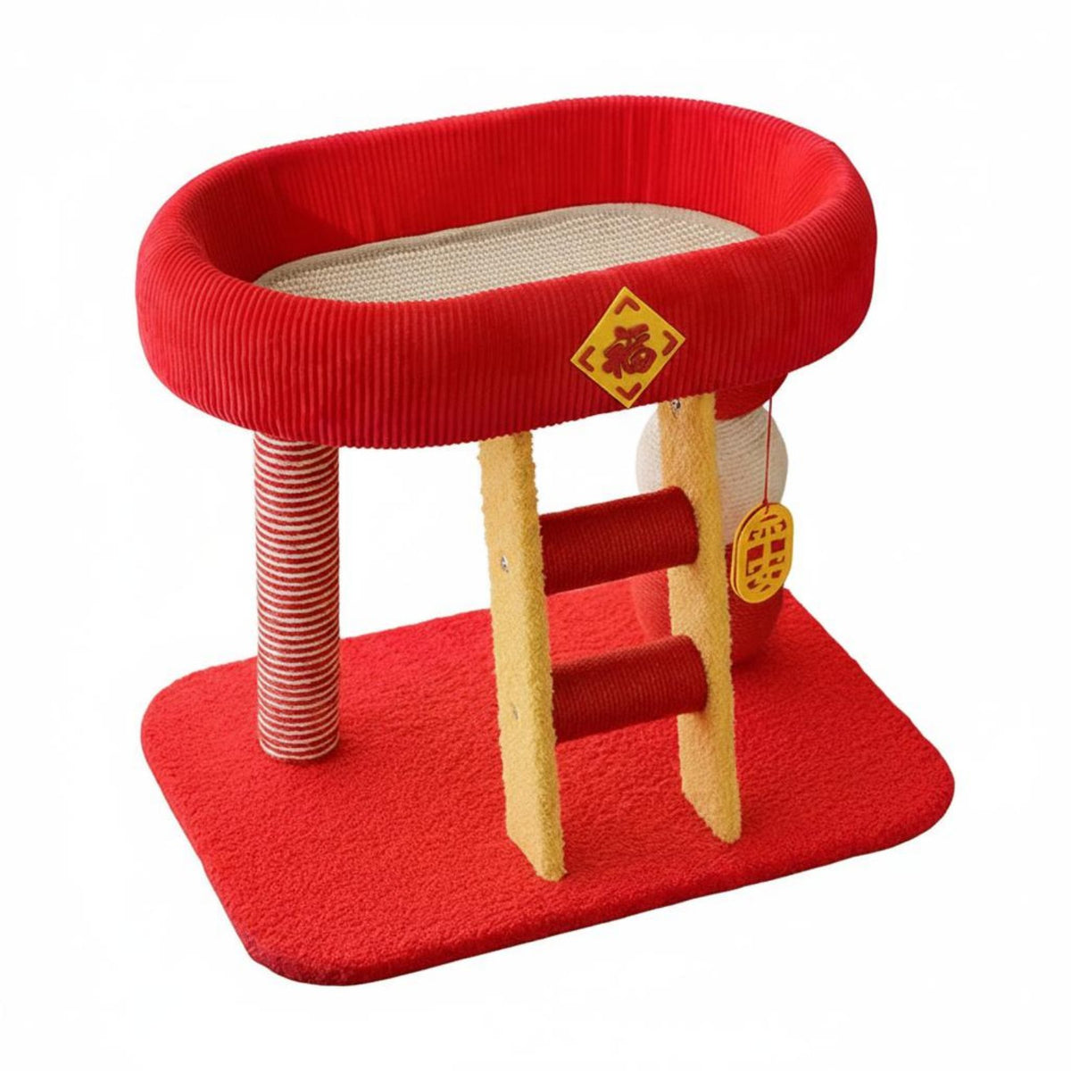 Cat Climbing Structure with Ladder Multi-Functional Cat Activity Soft Resting Area Top Perch Animal Furniture for Small Apartment