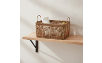 Storage Basket with Handles Rectangular Woven Organizer Basket Open-Top for Countertop
