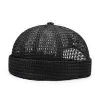 Mesh Skullcap Breathable Mesh Hat with Folded Band Netted Beanie Lightweight Brimless Hat Open-Knit for Men