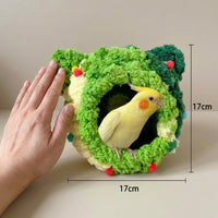 Polyester Budgie Bed for Winter Breeding, 17cm Hanging Avian Bed with Hook, Green and Yellow Gradient Budgie Bed for Small Parakeet Cage Accessory