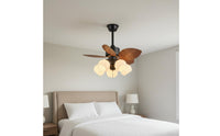 Soft Warm Radiance Retro Ceiling Fan Light 6 Speeds Ceiling Fan with Light Compact Design for Dining Room, Bedroom, Study
