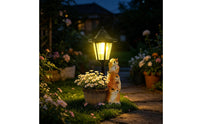 Whimsical Squirrel Garden Statue with Lantern Outdoor Solar Light with Squirrel Base Resin Long-Lasting for Gardeners