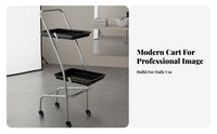Hairdressing Tool Trolley With Wheels Hairdressing Rolling Cart Foldable Salon Cart Easy Mobility 2-Tier Salon Trolley