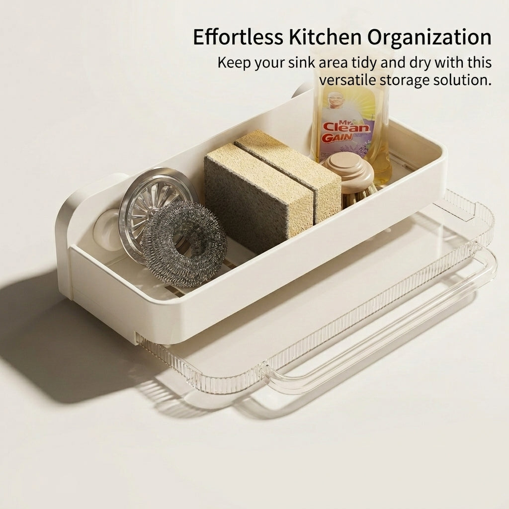 Bathroom Sink and Kitchen Organization Drain Rack for Home Cooks, Rectangular Over the Dish Drying with Wall Mount Suction
