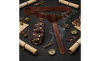 Leather-Like Straps Bottle Holder Belt Engraved Pattern Cosplay Waist Belt Aged Finish Wizard Potion Bottle Set Metal Rivets