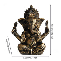 Antique Bronze Style Ganesha Figurine Stone-Like Ganesha Statue Resin Hindu Elephant God Figurine Tabletop for Home Altar, Meditation Room, Desk