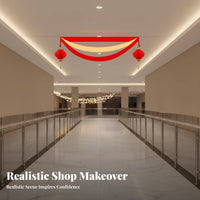 Festive Atmosphere Crimson Wave Banner Wavy Design Holiday Decoration Easy to Hang Hanging Streamer radiant Color for Business Owners, DIY Decorators, event Planners, Shopping Malls, retail outlet, Restaurants, Offices