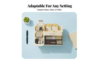 With Drawer Multi-Compartment tray adaptable Multi-Compartment Desk storage area Saving Desktop Organizer Large Capacity for Students, telecommuter Workers, School, Classroom, Study Area, Dorm Room