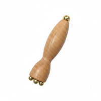 Wooden Facial Massager with Brass Tips Two-sidedEnded Facial Massage Tool with Brass Balls Handheld Rounded for Self-Care