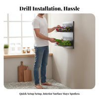 Drilleffortless Installation Pegboard Kit Multi-Functional Modular Pegboard System Space-Saving Kitchen Organizer Includes Accessories for Home Organizers, Apartment Dwellers, over the Counter, Bathroom, Bedroom, Corner Areas