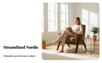 Nordic Design Upholstered Wood Frame Armchair Minimalist Upholstered Wooden-Frame Armchair mid-centuryera Modern aesthetic Lounge Chair high resilience Foam padding for Homeowners, Readers, Adults