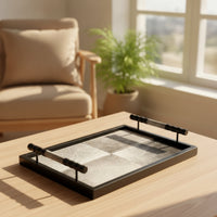 Tray with Handles Low-Profile Decorative Tray with Handles Tidy Tableware for Coffee Table, Living Room