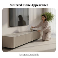 TV Console and Coffee Table Combo Modern Minimalist Design Media Console and Table Combo Sintered Stone Top Living Room Furniture for Lounge, Bedroom