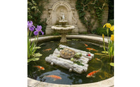 Buoyant Raft with Turtle Resin Buoyant Turtle Ornament Decorative Pond Decoration for Water Features