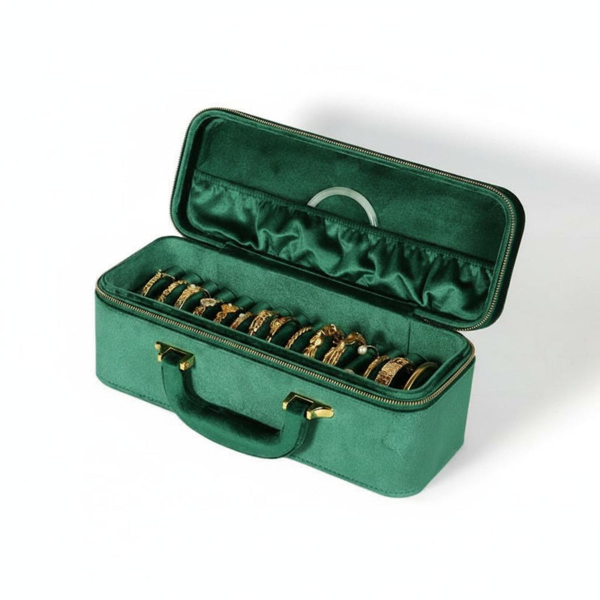 Large Capacity 15-Slot Bangle Box Luxury Design Jade Bangle Storage Box Elegant Look Jewelry Travel Case Dust Protection