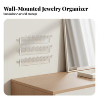 3 Pieces 8-Hole Jewelry Storage Strip Mini Size Wall Mount Jewelry Organizer