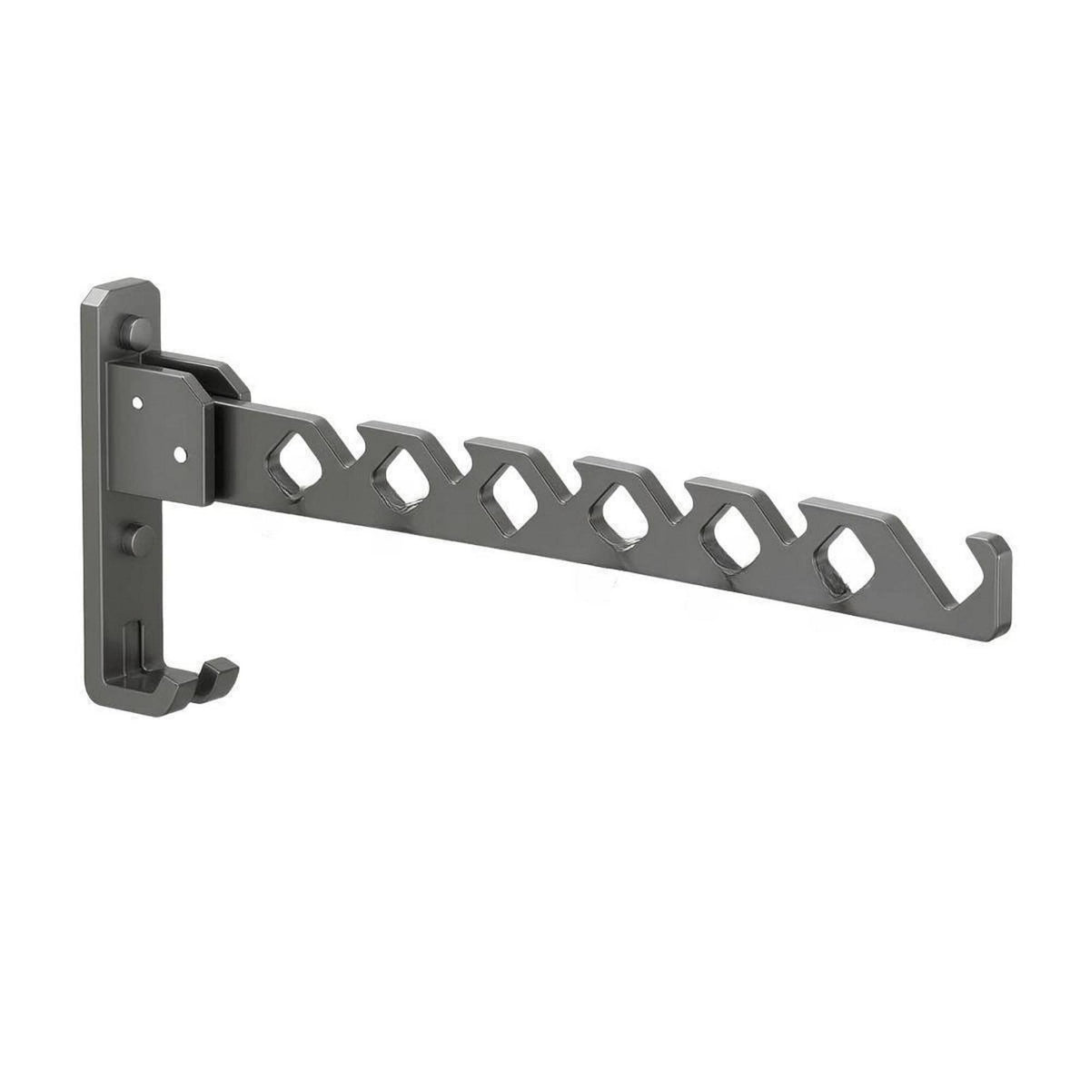 Space-Saving Clothes Rack with Hooks Fold-Away Wall Mounted Clothes Rack Slim-Line Folding Hanger with Hooks Compact for Laundry Room, Bathroom, Balcony, Small Apartments