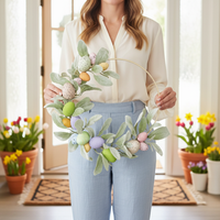 Easter Egg Wreath Spring Decor Front Door Wreath Festive Decor for Holiday Decorators, Home, Porch, Indoors, Fireplace