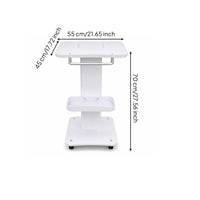 Square Top Beauty Instrument Trolley Flat Work Surface Salon Equipment Trolley Storage Tray Esthetician Rolling Cart Rounded Edge