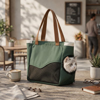Feline Carrier Bag Woven Handles Portable Feline Carrier Snap Closure